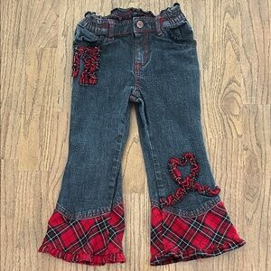 The Children’s Place Kids Denim Flare Jeans with Red Accents Size 4T